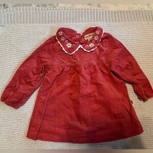 Red Kids Bottoms with Embroidered Collar